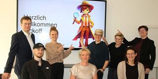 Auftakt im Projekt KARLA mit Vertr.-Prof. Dr. habil. Bastian Pelka, Lukas Baumann, Marie-Christin Lueg, Vertr.-Prof. Dr. Susanne Dirks, Dr. Stefanie Frings, Julia Nicklas, Lisa Andres und Cosima Nellen (v.l.n.r.).